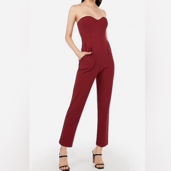 Express Pants - Express Mauve Strapless Jumpsuit